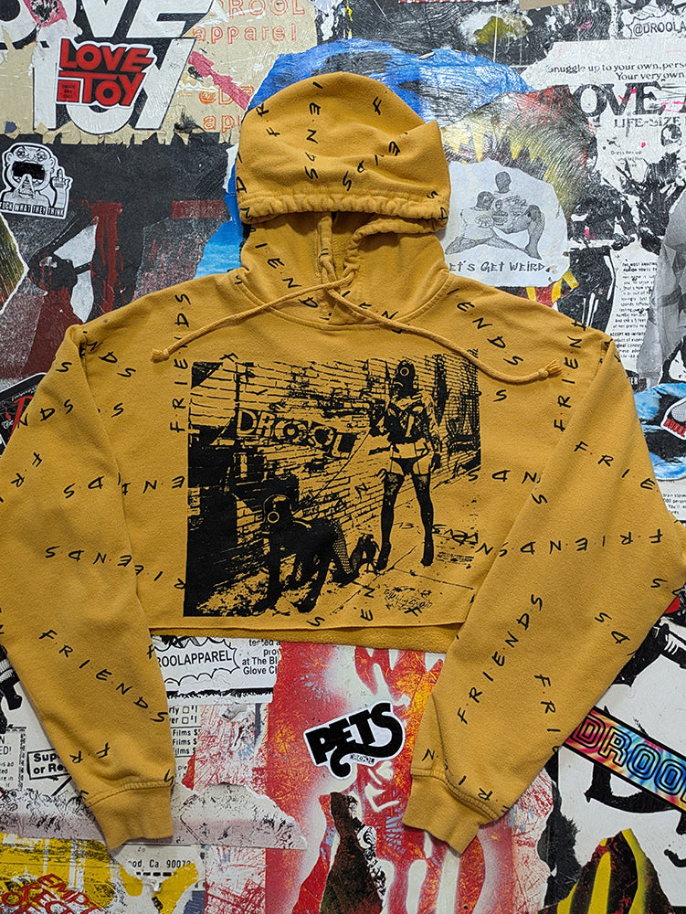 FOMO Collection - Friends Walk Your Dog Raw Cut Crop Top Hoodie  - M - 13640