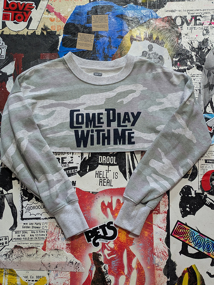 FOMO Collection - Come Play With Me Raw Cut Crop Top Crewneck  - XS - 13717