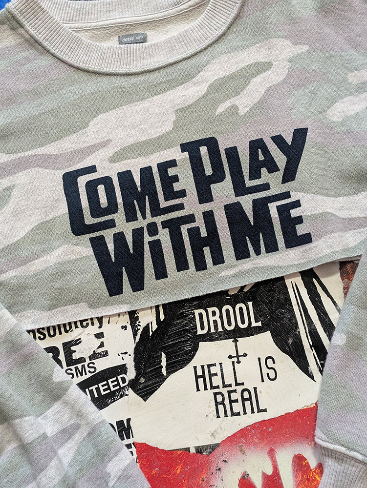 FOMO Collection - Come Play With Me Raw Cut Crop Top Crewneck  - XS - 13717