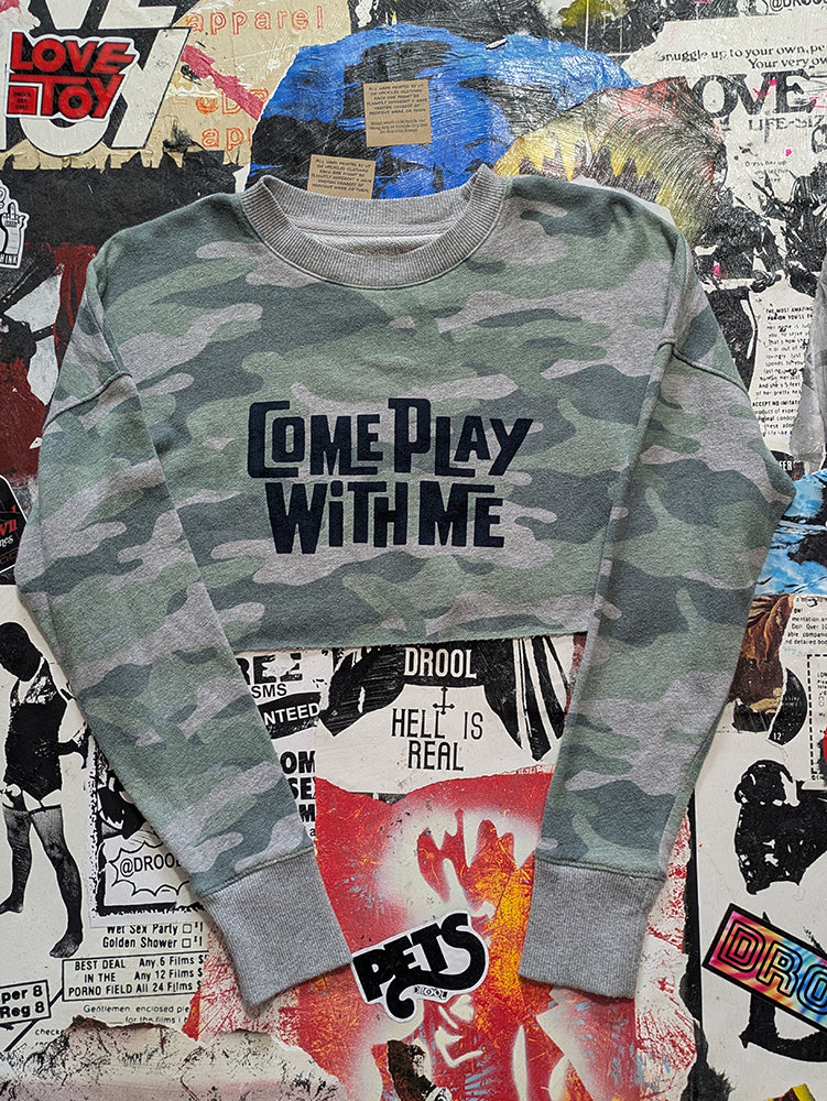 FOMO Collection - Come Play With Me Raw Cut Crop Top Crewneck  - S - 13718