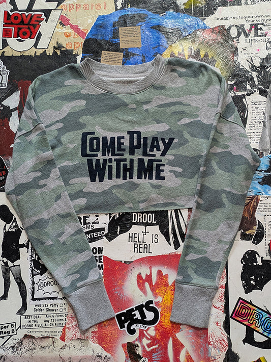 FOMO Collection - Come Play With Me Raw Cut Crop Top Crewneck  - S - 13718