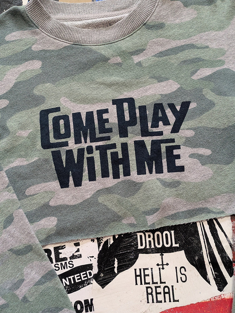FOMO Collection - Come Play With Me Raw Cut Crop Top Crewneck  - S - 13718