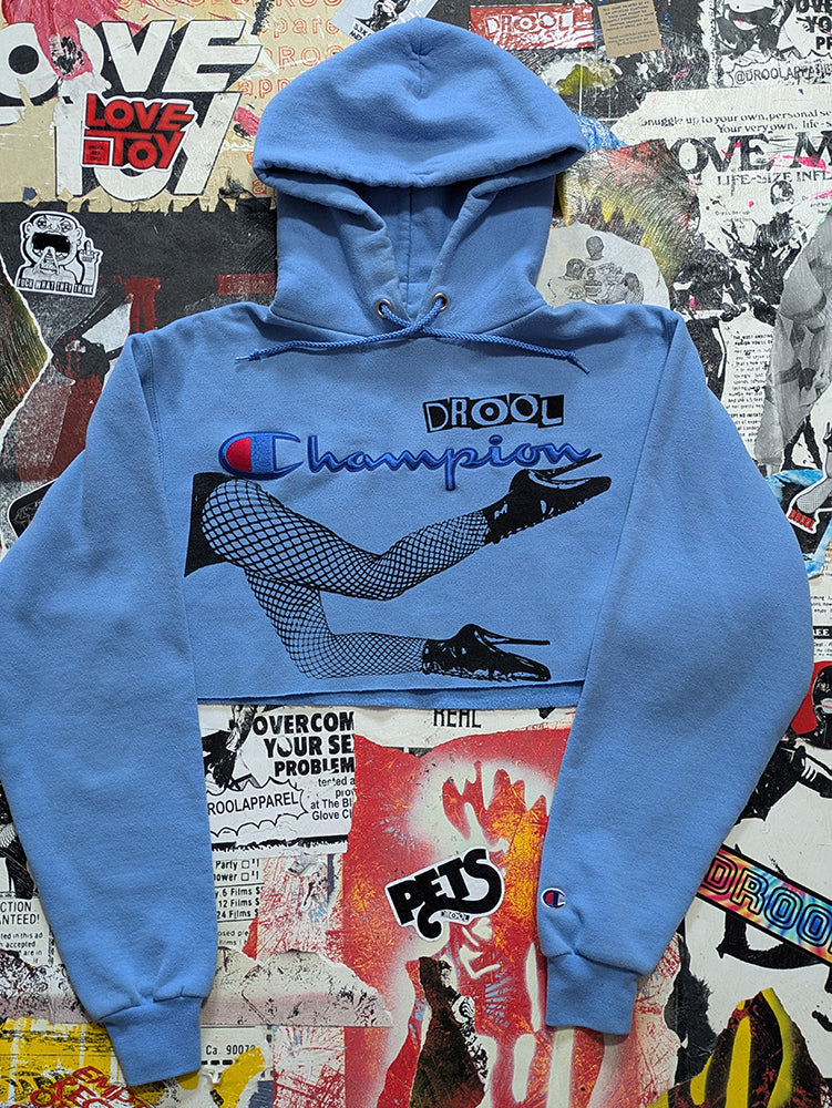 FOMO Collection - Champion Legs Raw Cut Crop Top Hoodie  - S - 13720