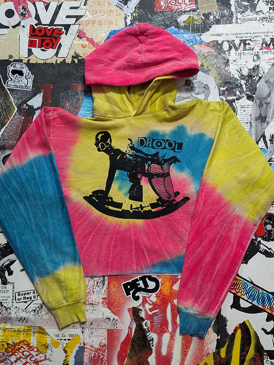 FOMO Collection - Rubber Pony Raw Cut Crop Top Hoodie  - XL - 13722