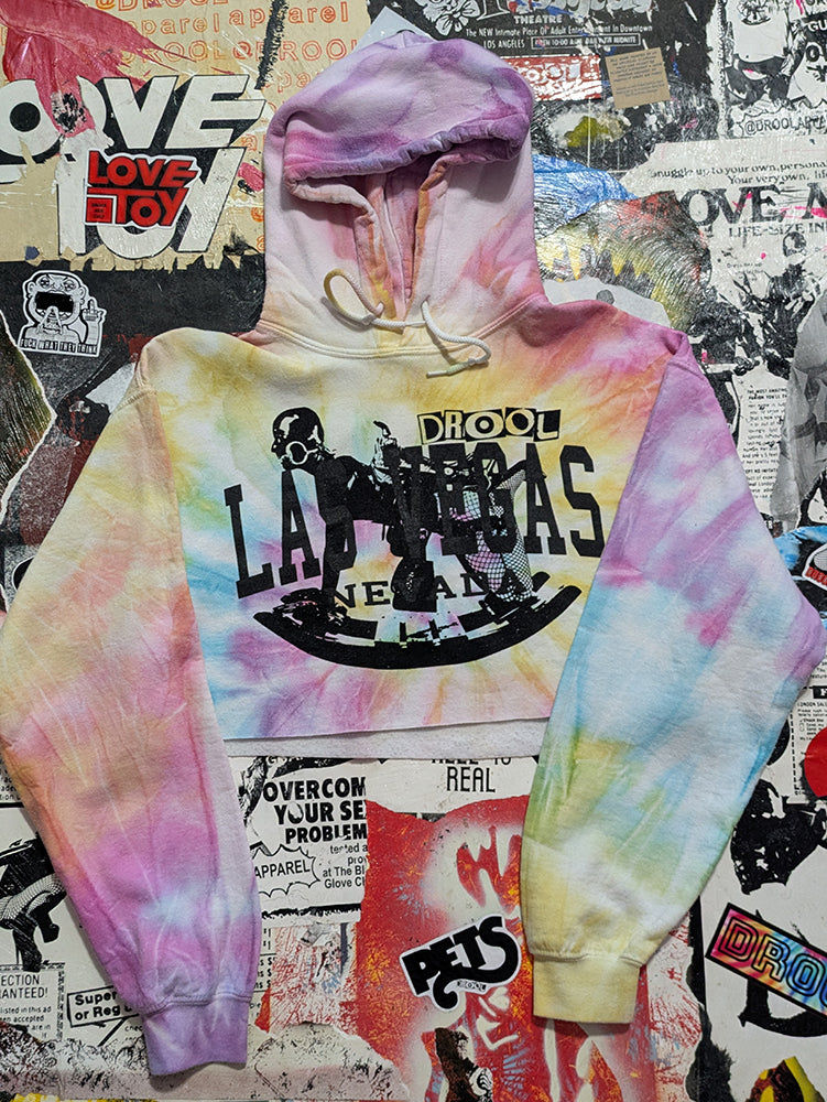 FOMO Collection - Las Vegas Rubber Pony Raw Cut Crop Top Hoodie  - M - 13724