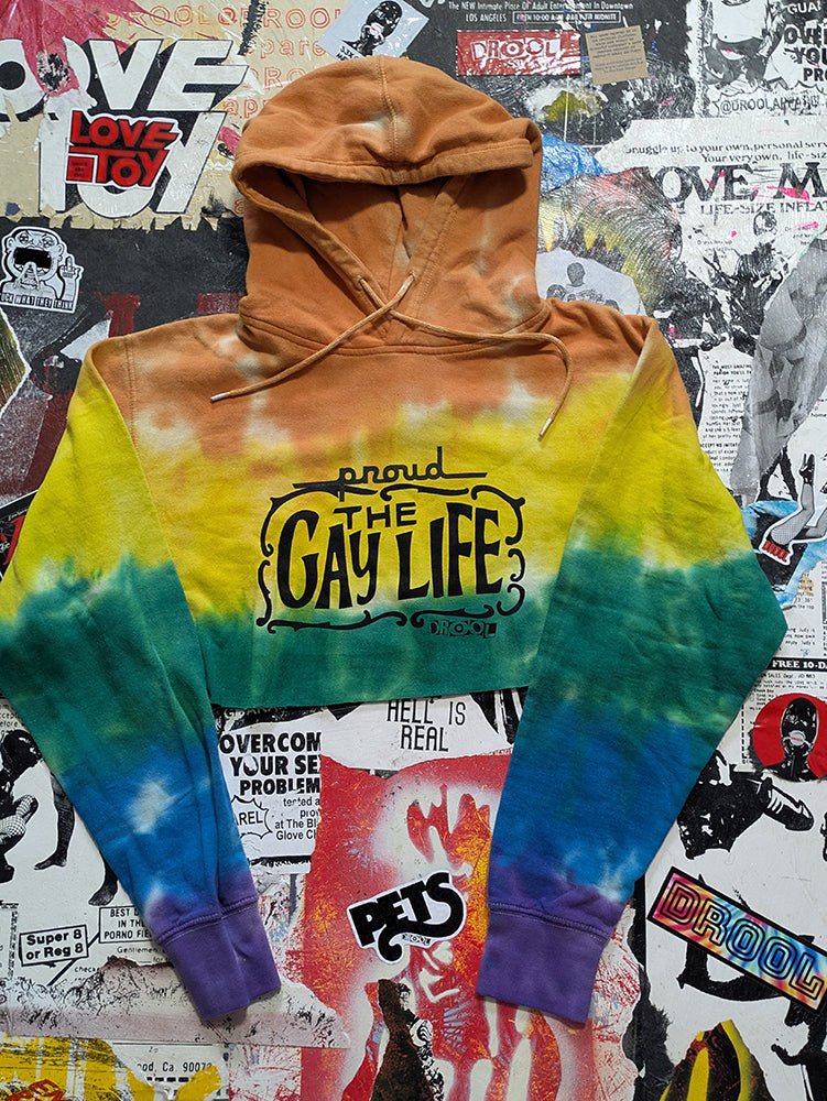 FOMO Collection - Proud Gay Life Raw Cut Crop Top Hoodie  - S - 13739