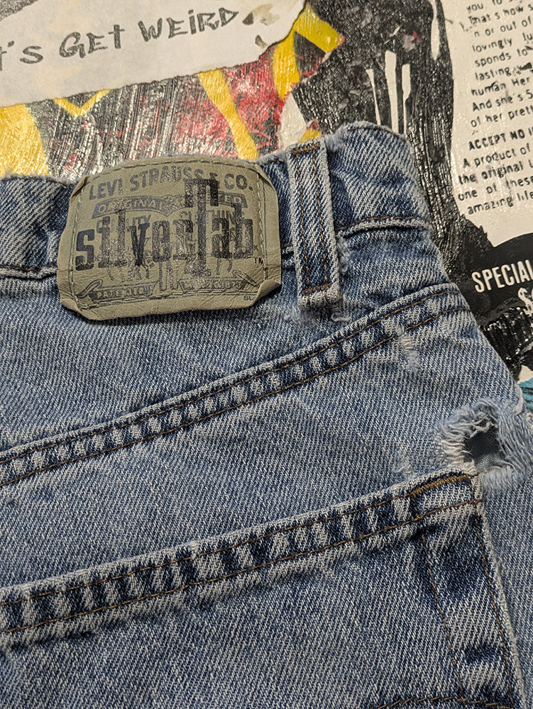 FOMO Collection - Live Vintage Made In USA Silvertab Manifesto Denim Jorts  - waist = 30" - 1389