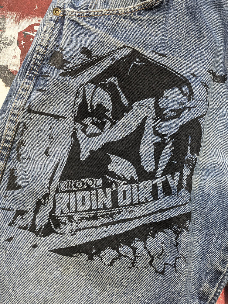 FOMO Collection - Wrangler Ridin Dirty Denim Jorts  - waist = 34" - 13810