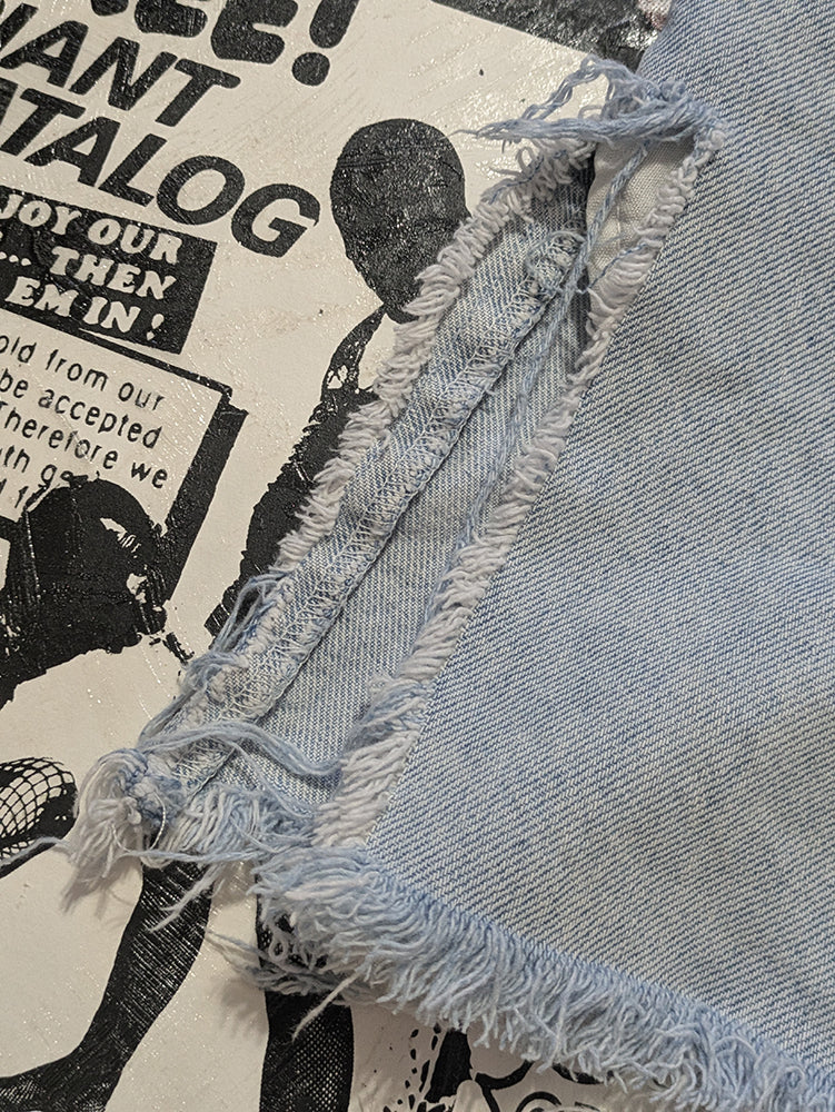 FOMO Collection - Levi 505 Drool Doll Raw Cut Denim Shorts  - Waist = 34" - 13833