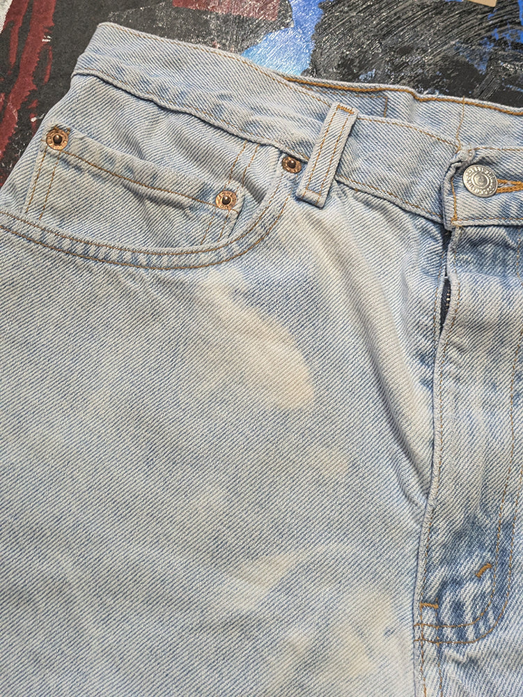 FOMO Collection - Levi 505 Drool Doll Raw Cut Denim Shorts  - Waist = 34" - 13833