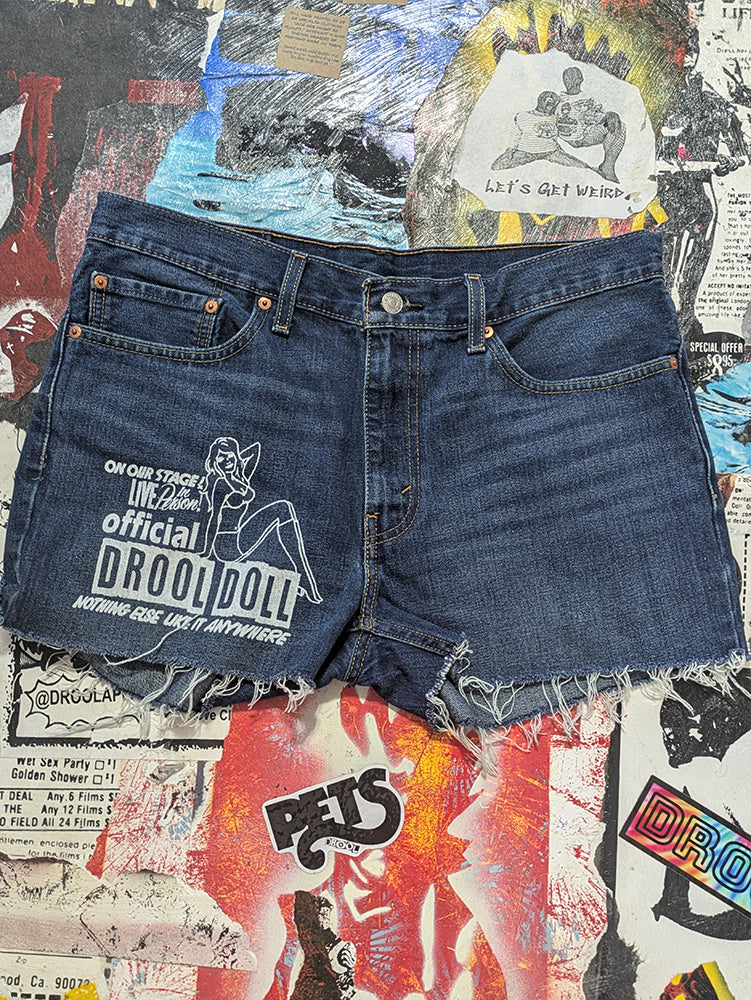 FOMO Collection - Levi 511 Drool Doll Raw Cut Denim Shorts  - Waist = 34" - 13834