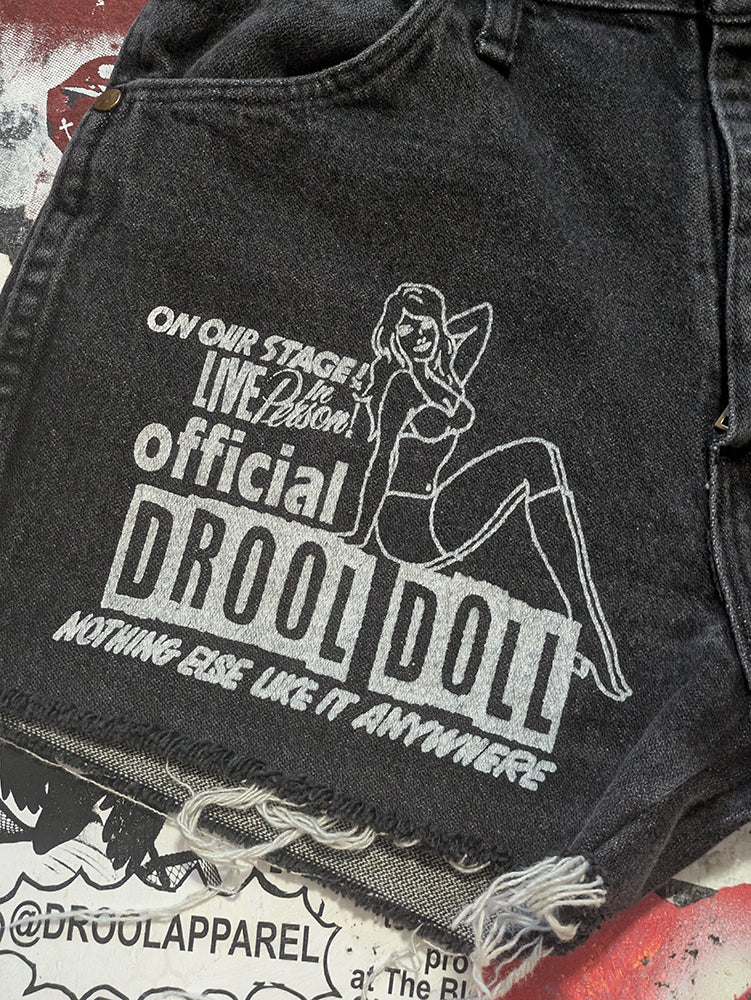FOMO Collection - Wrangler Vintage Made in USA Drool Doll Raw Cut Denim Shorts  - Waist = 30" - 13836