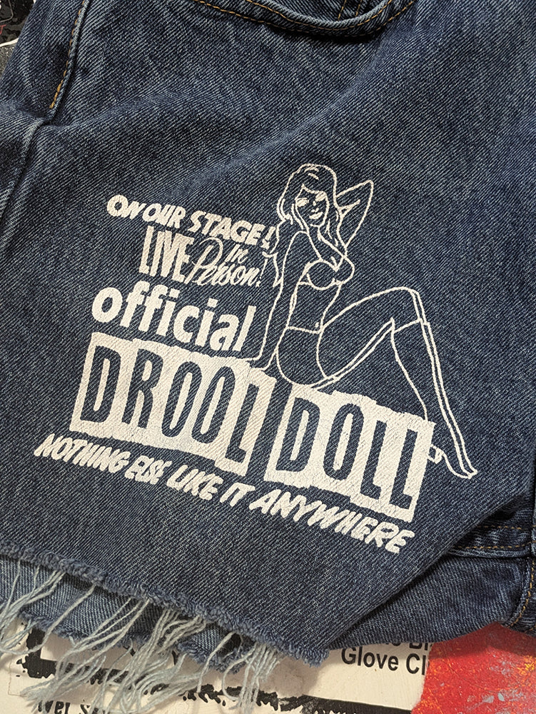 FOMO Collection - Levi 505 Drool Doll Raw Cut Denim Shorts  - Waist = 38" - 13837