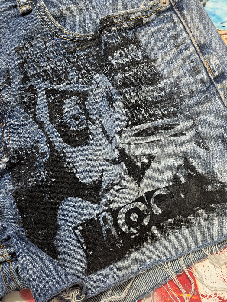 FOMO Collection - Levi 502 Double Down Raw Cut Denim Shorts  - Waist = 34" - 13839