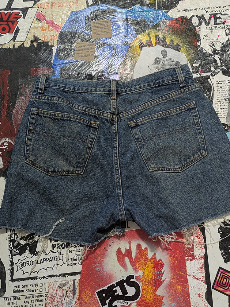 FOMO Collection - Tommy Double Down Raw Cut Denim Shorts  - Waist = 32" - 13840
