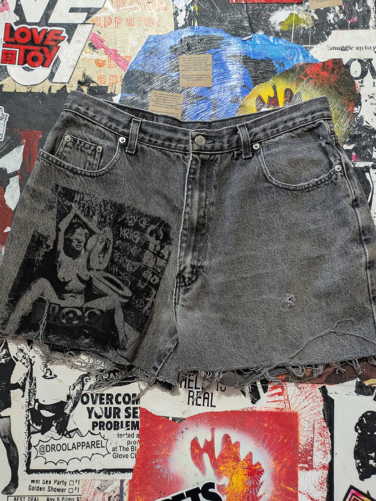 FOMO Collection - Jordache Vintage Made in USA Double Down Raw Cut Denim Shorts  - Waist = 36" - 13912