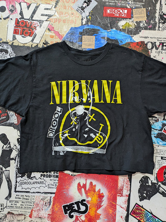 FOMO Collection - Nirvana Manifesto Raw Cut Crop Top  - L - 13928
