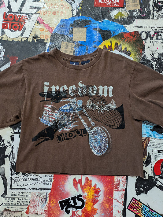 FOMO Collection - Freedom Legs Raw Cut Crop Top  - M - 13931