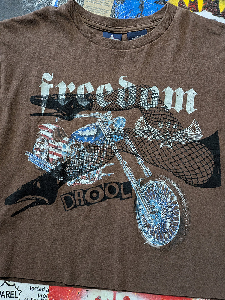 FOMO Collection - Freedom Legs Raw Cut Crop Top  - M - 13931