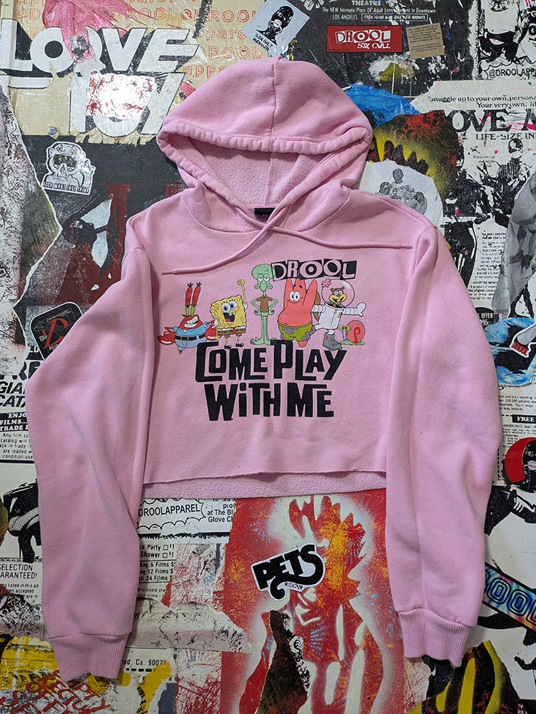 FOMO Collection - Spongebob Come Play With Me Raw Cut Crop Top Hoodie  - S - 13940