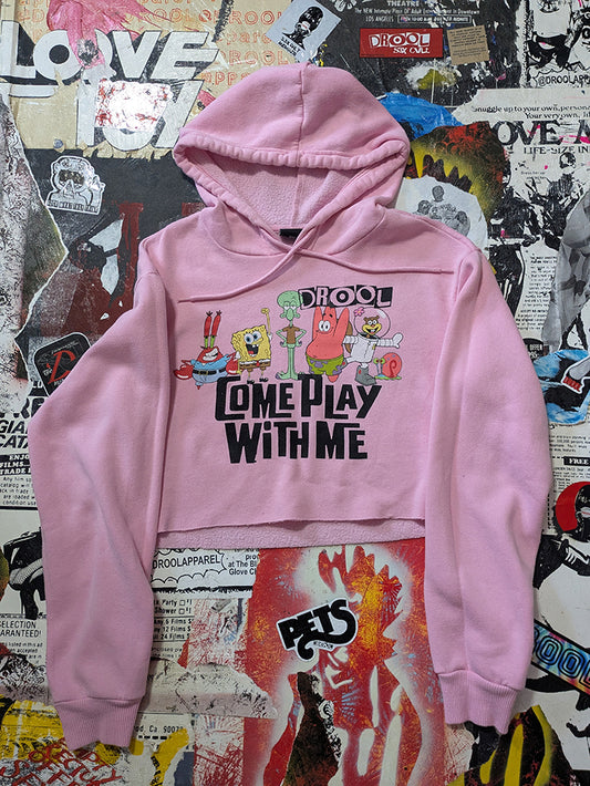 FOMO Collection - Spongebob Come Play With Me Raw Cut Crop Top Hoodie  - S - 13940