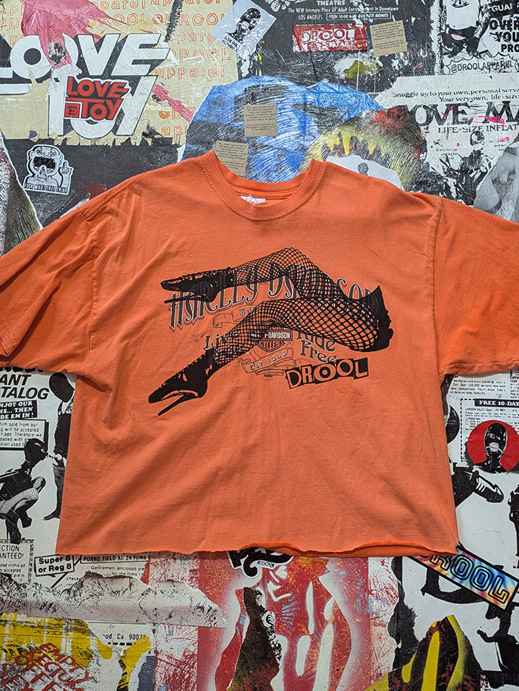 FOMO Collection - Harley Davidson Legs Raw Cut Crop Top  - XL - 14012
