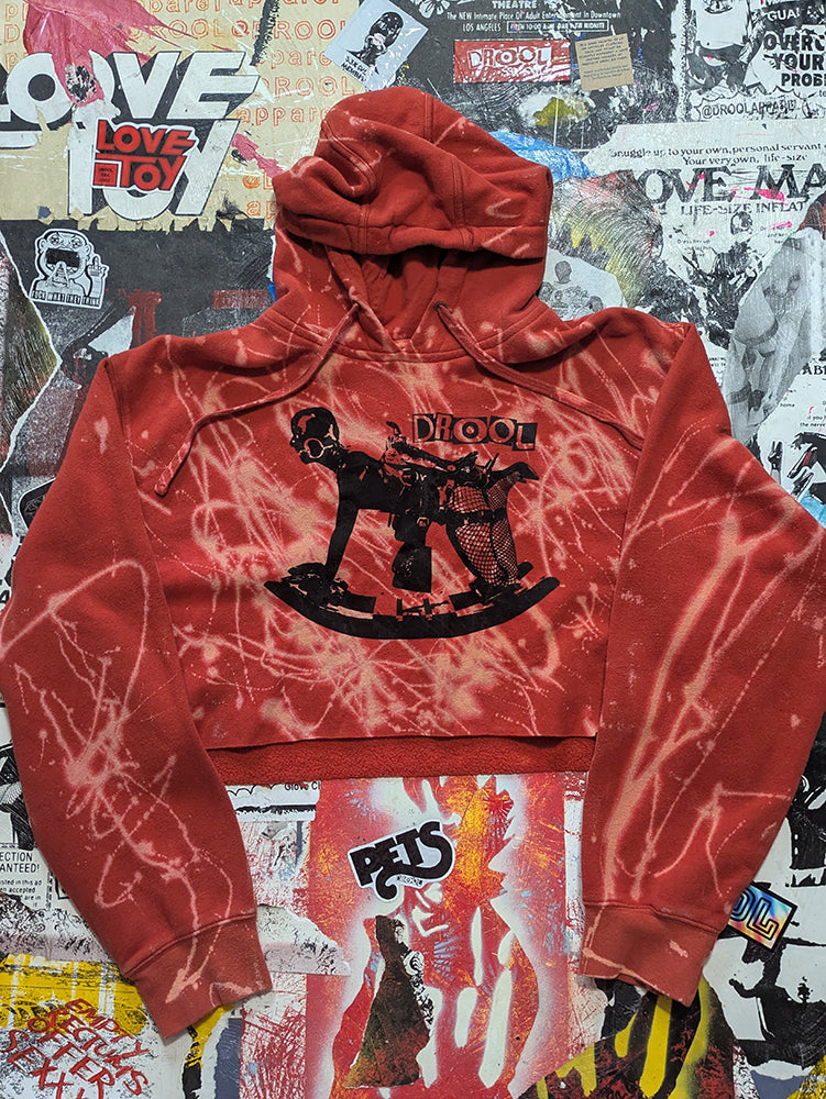 FOMO Collection - Rubber Pony Raw Cut Crop Top Hoodie  - XL - 14024