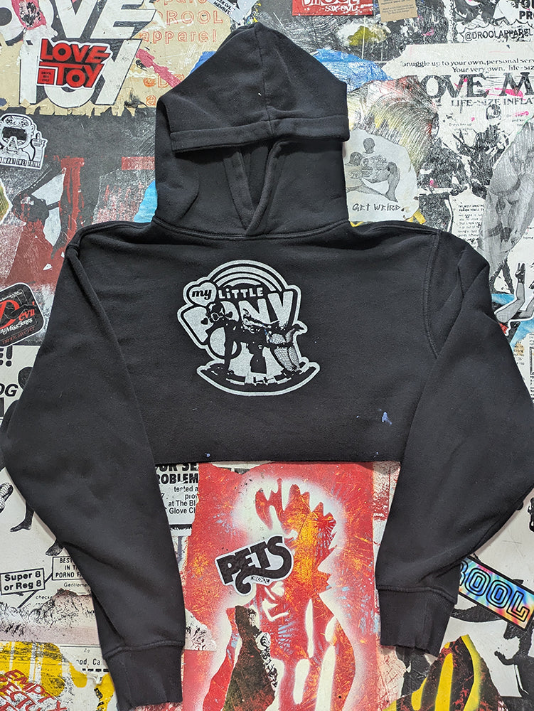 FOMO Collection - DISTRESSED My Little Pony Raw Cut Crop Top Hoodie  - S(oversized) - 14025