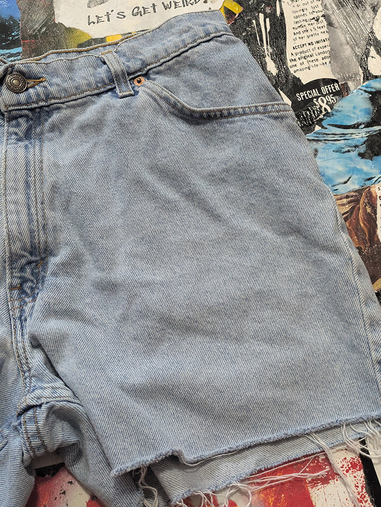 FOMO Collection - Levi Vintage(1997) Orange Tab Double Down Raw Cut Denim Shorts  - M/L(Waist = 33") - 14033