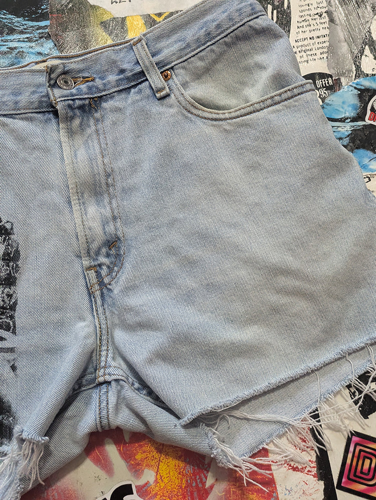 FOMO Collection - Levi 505 Double Down Raw Cut Denim Shorts  - M/L(Waist = 34") - 14034