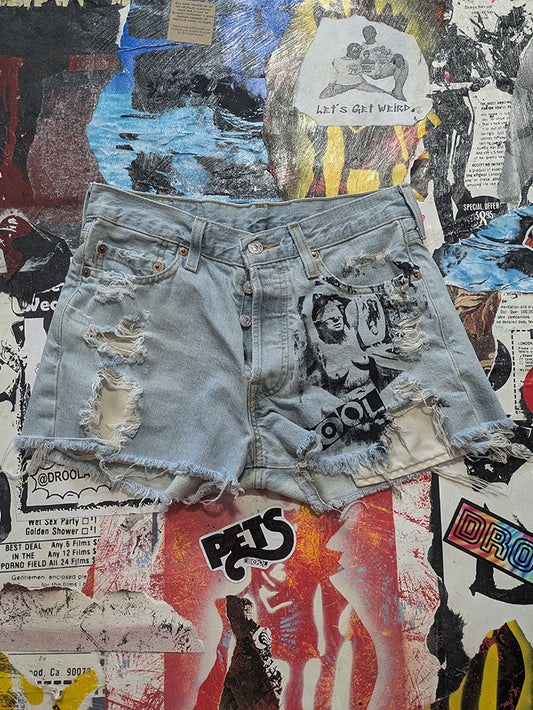 FOMO Collection - Levi 501 Double Down Raw Cut Denim Shorts  - S(Waist = 29") - 14037
