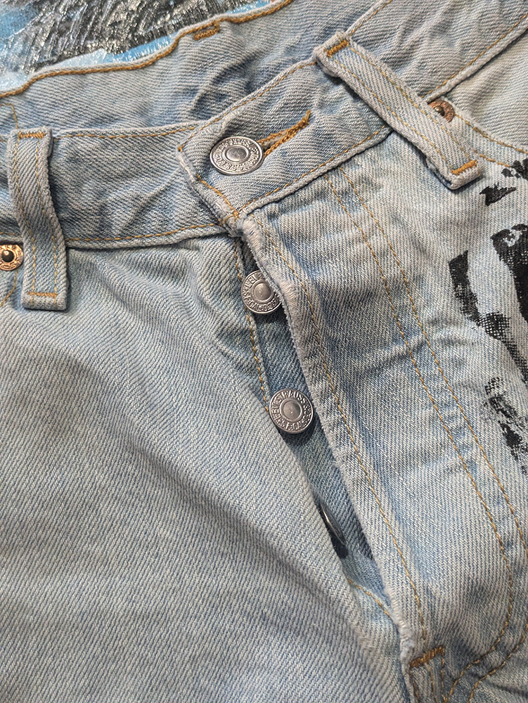 FOMO Collection - Levi 501 Double Down Raw Cut Denim Shorts  - S(Waist = 29") - 14037