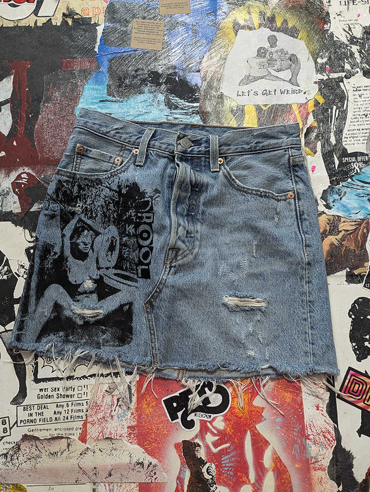 FOMO Collection - Levi Double Down Denim Skirt  - S(Waist = 28") - 14038