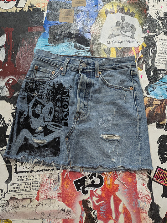 FOMO Collection - Levi Double Down Denim Skirt  - S(Waist = 28") - 14038