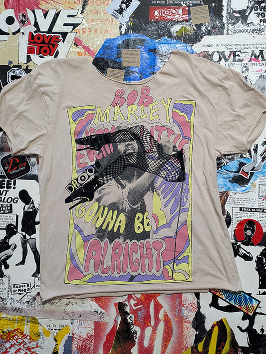 FOMO Collection - Bob Marley Legs Raw Cut T-Shirt  - S/M(see sizing) - 1412