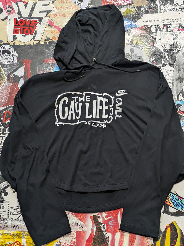 FOMO Collection - DISTRESSED Nike Gay Life Crop Top Hoodie  - 2XL - 14124