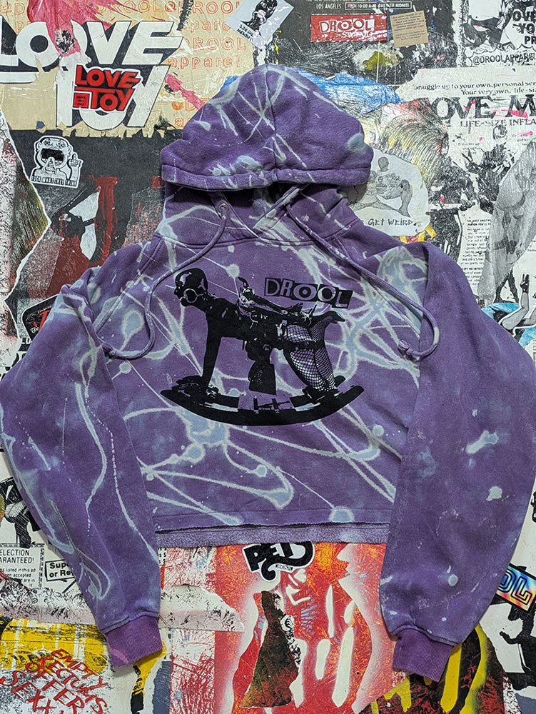 FOMO Collection - Rubber Pony Raw Cut Crop Top Hoodie  - M - 14130