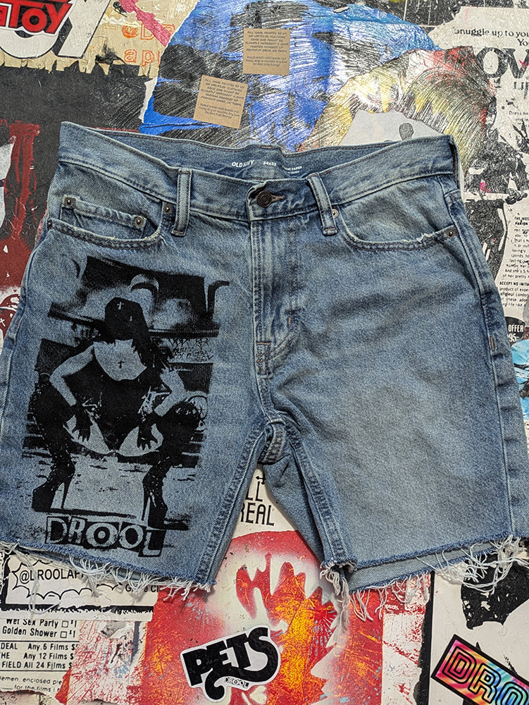 FOMO Collection - Old Navy Rubber Nun in Pittsburgh Raw Cut Denim Jorts  - L/XL(Waist = 36")- 14140