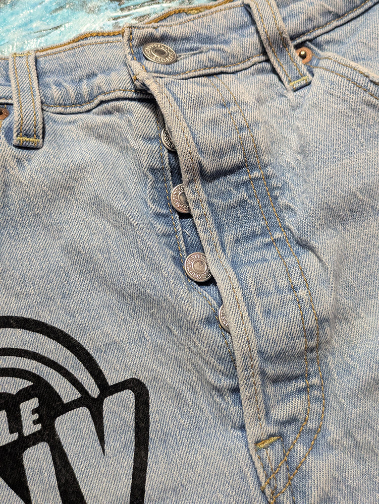 FOMO Collection - Levi (Rib Cage) My Little Pony Raw Cut  Denim Jorts  - M(Waist = 31") - 14223