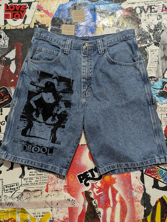 FOMO Collection - Wrangler Rubber Nun In Pittsburgh Raw Cut  Denim Jorts  - M(Waist = 33") - 14224