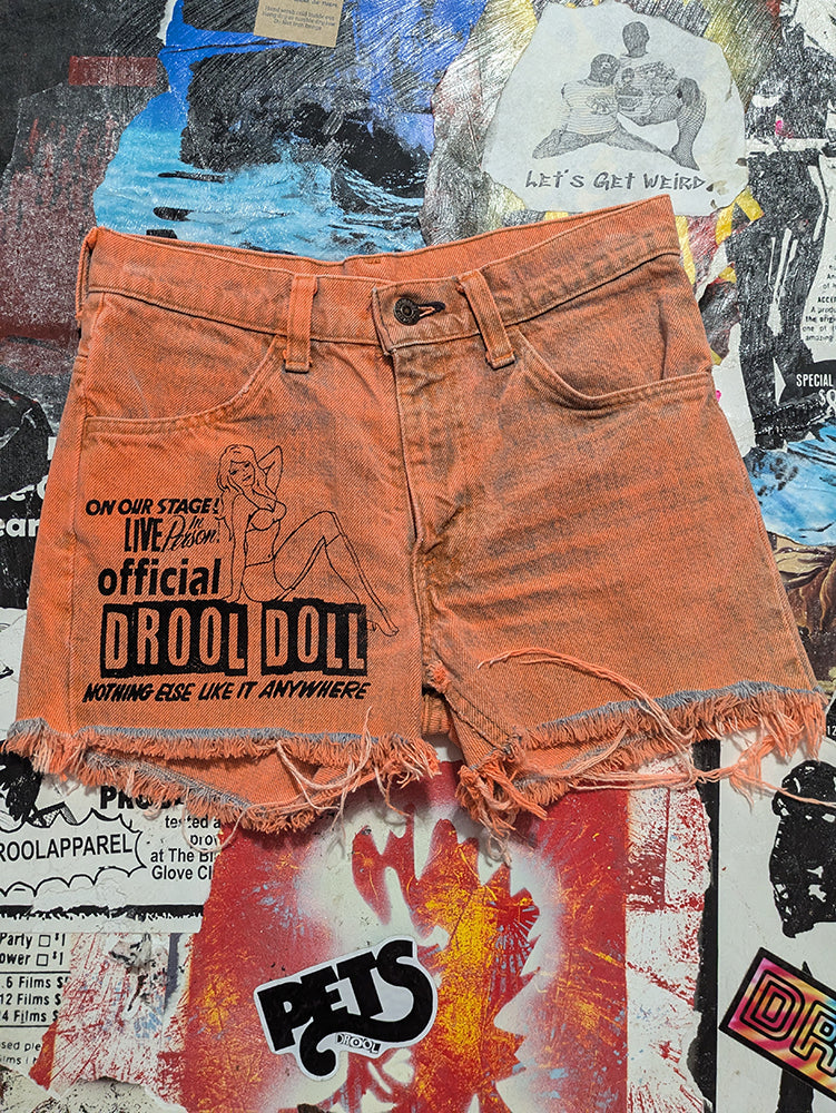 FOMO Collection - Drool Doll Raw Cut  Denim Shorts  - S{Waist = 28") - 14225