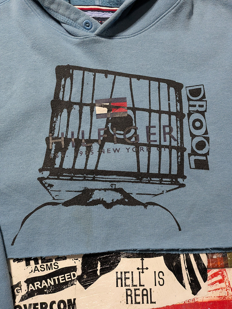 FOMO Collection - Tommy Glory Box Raw Cut Crop Top Hoodie  - M - 14321