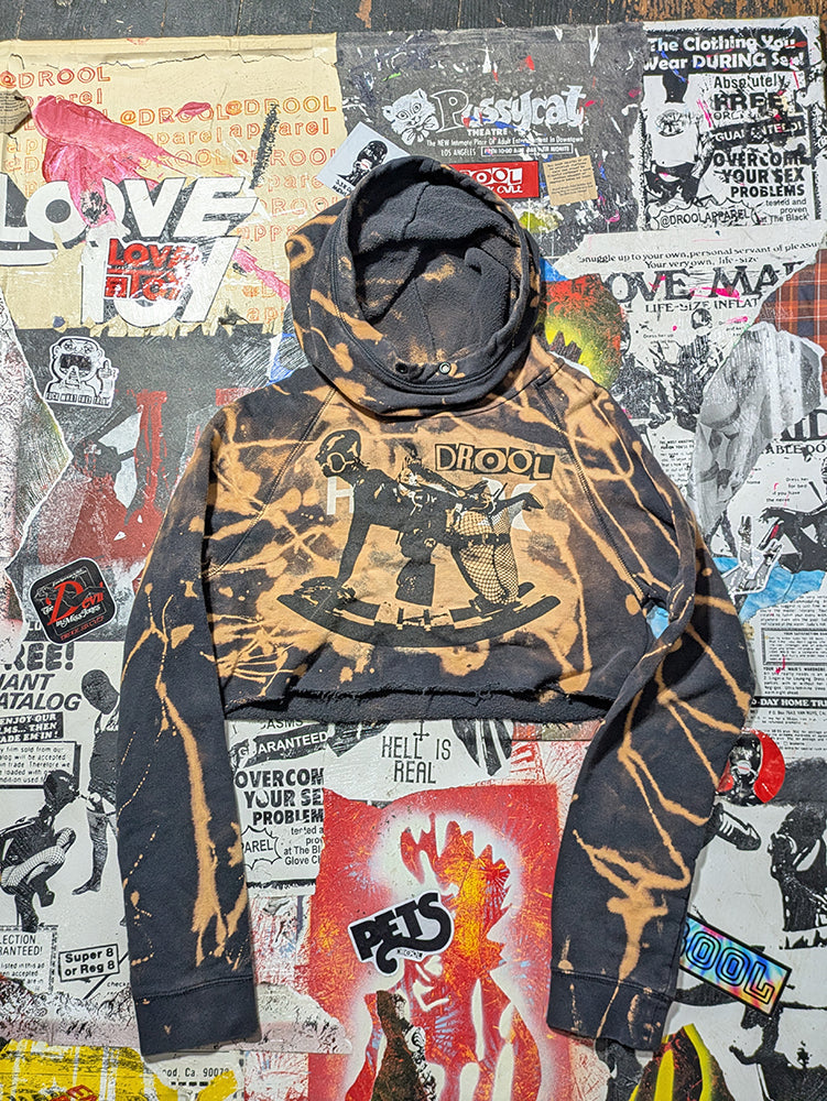 FOMO Collection - Hurley Rubber Pony Raw Cut Crop Top Hoodie  - S - 14320