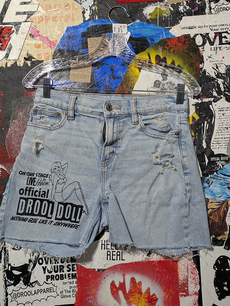 FOMO Collection - American Eagle Drool Doll Raw Cut  Denim Jorts  - S(Waist =28") - 14334