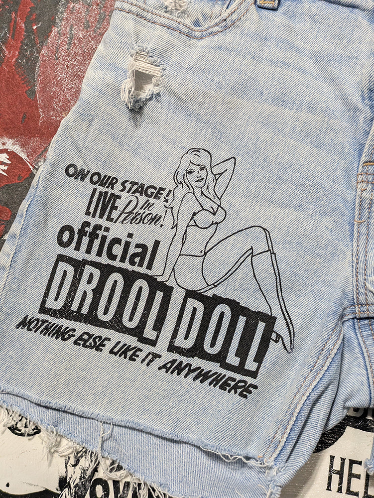 FOMO Collection - American Eagle Drool Doll Raw Cut  Denim Jorts  - S(Waist =28") - 14334