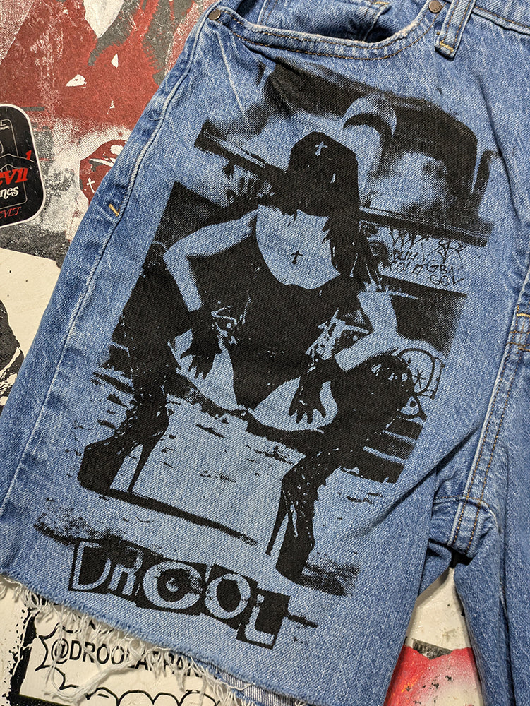 FOMO Collection - Ana Rubber Nun In Pittsburgh Raw Cut  Denim Jorts  - S(Waist =30 ") - 14333