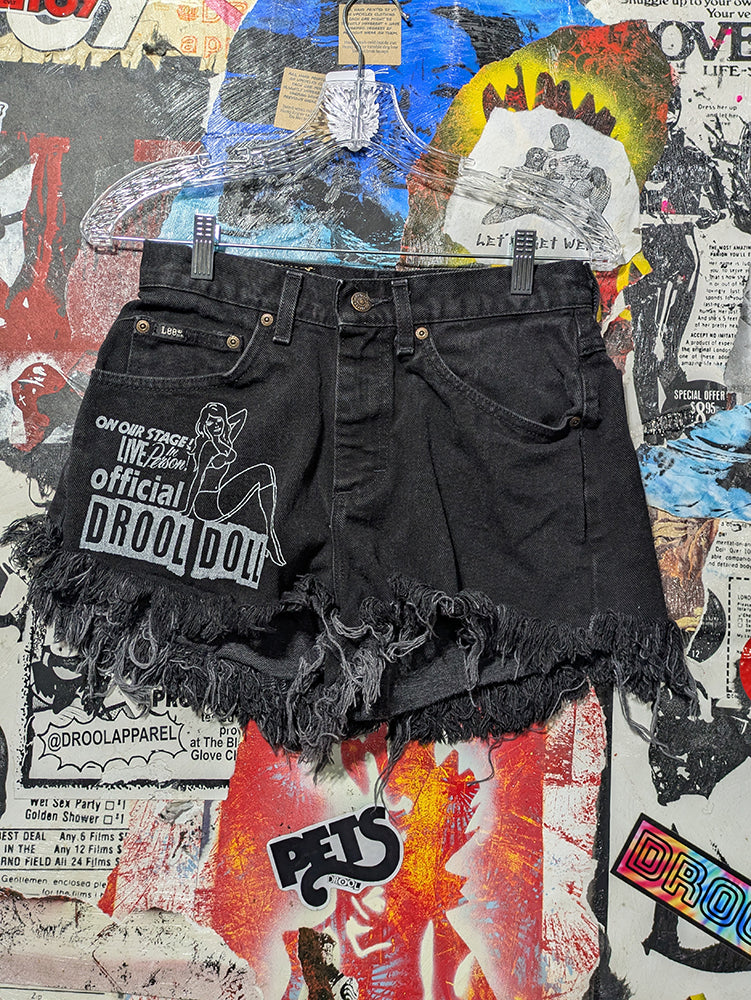 FOMO Collection - Lee Drool Doll Raw Cut  Denim Jorts  - S(Waist = 28") - 14332