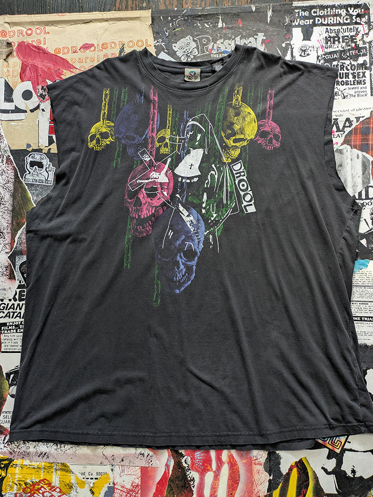 FOMO Collection - DISRESSED Liquid Blue Magdalene Raw Cut Muscle Tank  - 4XLT - 1445