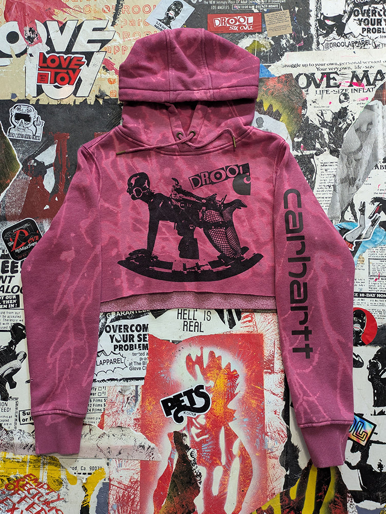 FOMO Collection - Carhartt Rubber Pony Raw Cut Crop Top Hoodie  -S- 14424