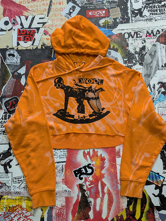 FOMO Collection - Rubber Pony Raw Cut Crop Top Hoodie  -M- 14425